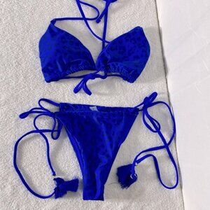 5/$25 Blue Leopard Print String Bikini Set M